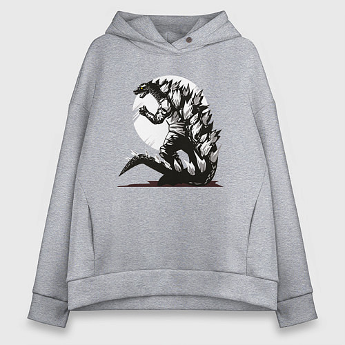 Женское худи оверсайз Годзилла / Меланж – фото 1