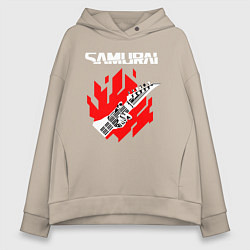 Толстовка оверсайз женская CYBERPUNK 2077 SAMURAI, цвет: миндальный