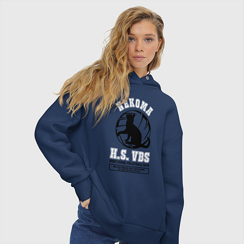 Женское худи оверсайз Metropolitan Nekoma High / Тёмно-синий – фото 3