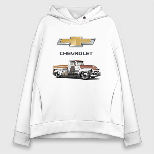 Женское худи оверсайз HOT ROD CHEVROLET / Белый – фото 1