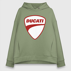 Толстовка оверсайз женская Ducati Logo Дукати Лого Z, цвет: авокадо