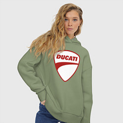 Толстовка оверсайз женская Ducati Logo Дукати Лого Z, цвет: авокадо — фото 2