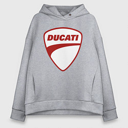 Толстовка оверсайз женская Ducati Logo Дукати Лого Z, цвет: меланж