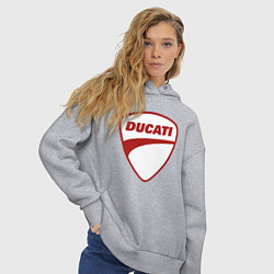 Толстовка оверсайз женская Ducati Logo Дукати Лого Z, цвет: меланж — фото 2