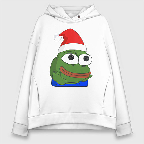 Женское худи оверсайз Новогодний Пепе / Белый – фото 1