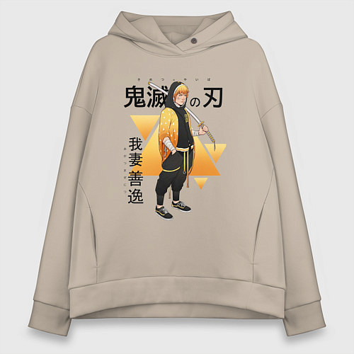 Женское худи оверсайз Зеницу Агацума / Миндальный – фото 1