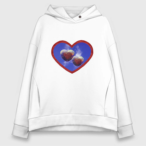 Женское худи оверсайз Два любящих сердца / Белый – фото 1