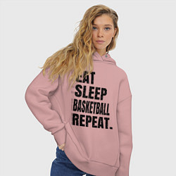 Толстовка оверсайз женская EAT SLEEP BASKETBALL REPEAT, цвет: пыльно-розовый — фото 2