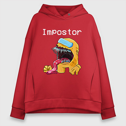 Женское худи оверсайз AMONG US - IMPOSTOR / Красный – фото 1