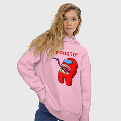 Толстовка оверсайз женская AMONG US - IMPOSTOR, цвет: светло-розовый — фото 2