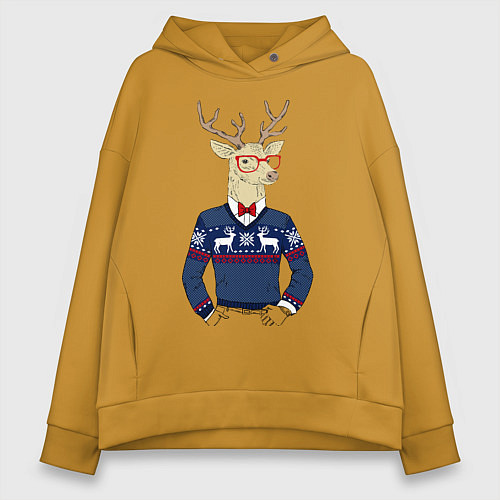 Женское худи оверсайз Hipster Deer / Горчичный – фото 1