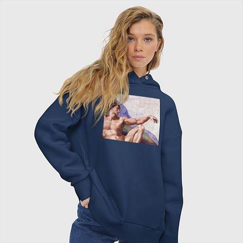 Женское худи оверсайз Искусство / Тёмно-синий – фото 3