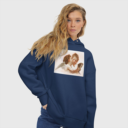 Женское худи оверсайз Ангелочки / Тёмно-синий – фото 3