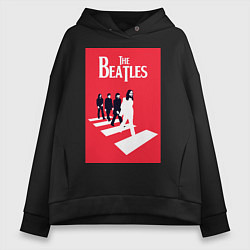 Толстовка оверсайз женская The Beatles, цвет: черный