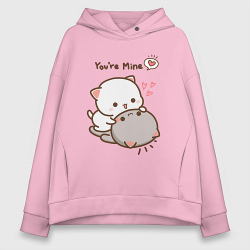 Женское худи оверсайз Влюблённые котята / Светло-розовый – фото 1