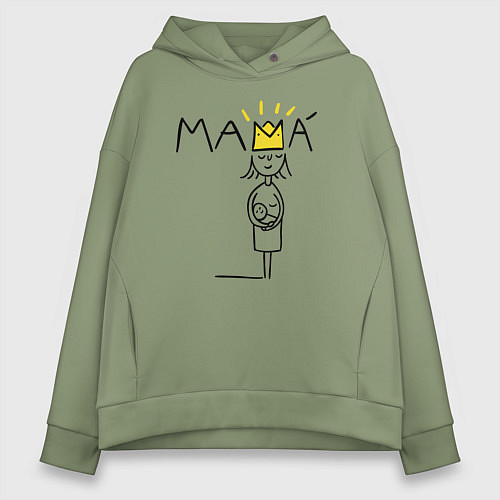 Женское худи оверсайз Мама / Авокадо – фото 1