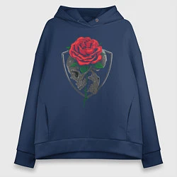 Толстовка оверсайз женская Skull&Rose, цвет: тёмно-синий