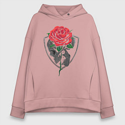 Толстовка оверсайз женская Skull&Rose, цвет: пыльно-розовый