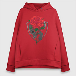 Толстовка оверсайз женская Skull&Rose, цвет: красный