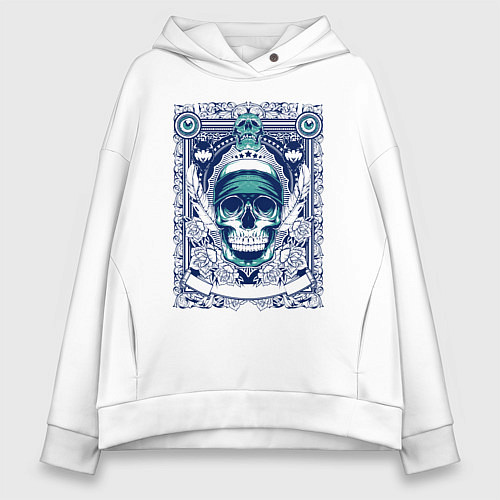 Женское худи оверсайз Skull Art / Белый – фото 1