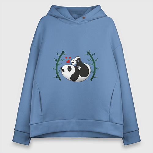 Женское худи оверсайз Мама панда с малышом / Мягкое небо – фото 1