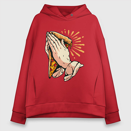 Женское худи оверсайз Holy Pizza / Красный – фото 1