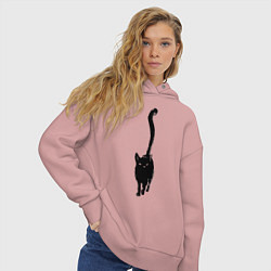 Толстовка оверсайз женская Черный кот тушью, цвет: пыльно-розовый — фото 2