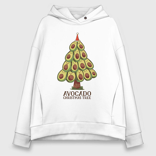 Женское худи оверсайз Avocado Christmas Tree / Белый – фото 1