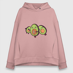 Толстовка оверсайз женская Авокадо играют в Регби, цвет: пыльно-розовый