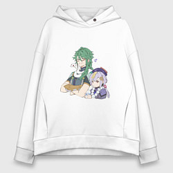 Толстовка оверсайз женская Бай Чжу и Ци Ци, цвет: белый