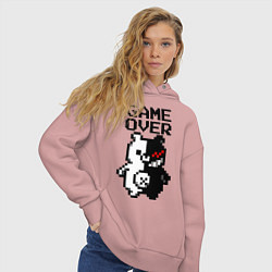Толстовка оверсайз женская MONOKUMA GAME OVER, цвет: пыльно-розовый — фото 2