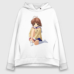 Толстовка оверсайз женская Кланнад, цвет: белый