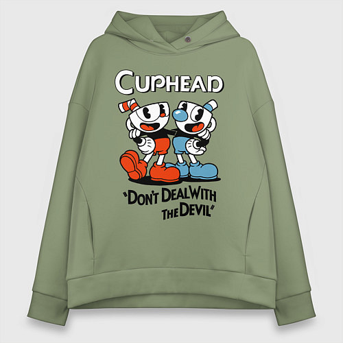 Женское худи оверсайз Cuphead, Dont deal with devil / Авокадо – фото 1