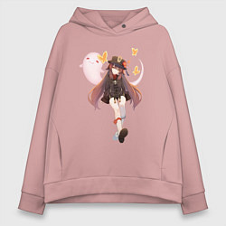 Толстовка оверсайз женская Ху Тао, цвет: пыльно-розовый