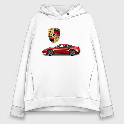 Женское худи оверсайз PORSCHE / Белый – фото 1