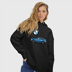 Толстовка оверсайз женская BMW X6, цвет: черный — фото 2