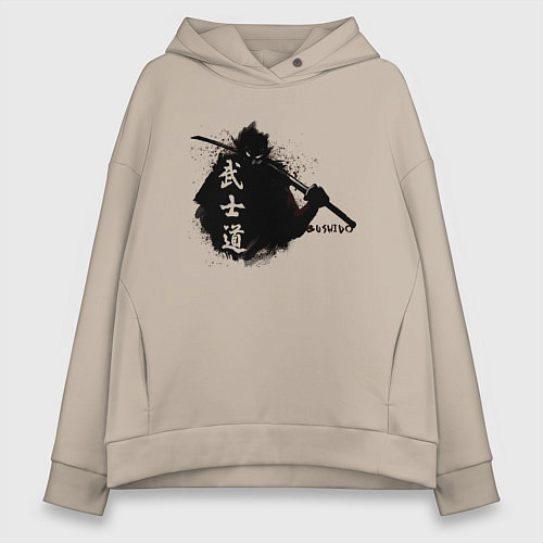 Женское худи оверсайз Busido - путь воина демонического / Миндальный – фото 1