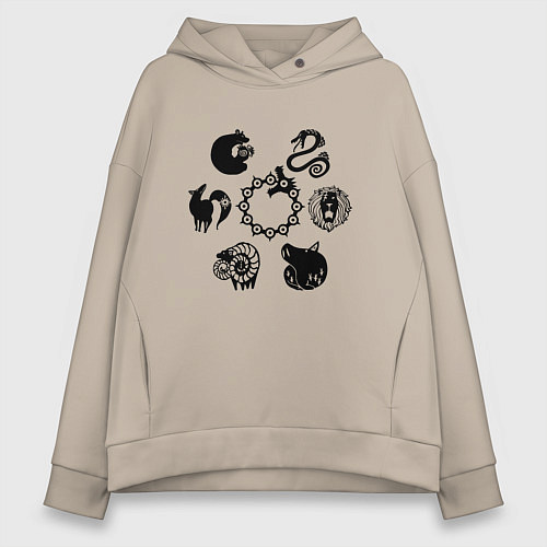 Женское худи оверсайз 7 СМЕРТНЫХ ГРЕХОВ SEVEN DEADLY SINS Z / Миндальный – фото 1