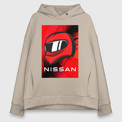 Толстовка оверсайз женская Nissan - Paint, цвет: миндальный