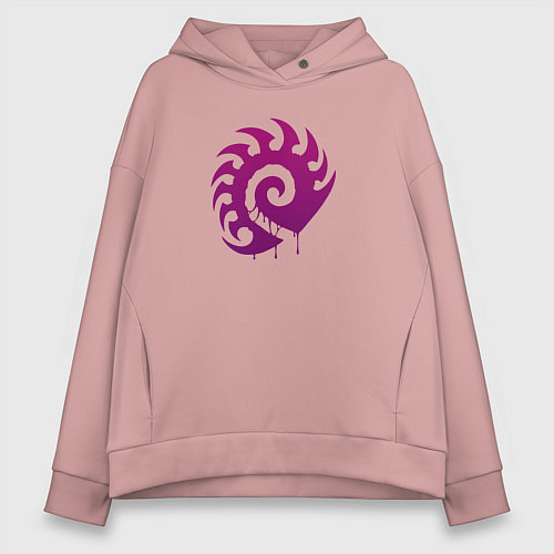 Женское худи оверсайз Zerg logo Purple / Пыльно-розовый – фото 1