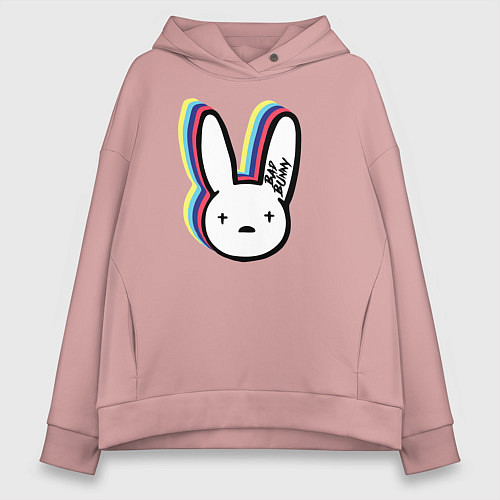 Женское худи оверсайз Bad Bunny logo / Пыльно-розовый – фото 1