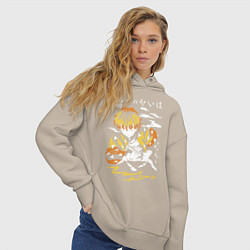 Толстовка оверсайз женская Зеницу Агацума Kimetsu no Yaiba, цвет: миндальный — фото 2