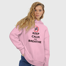 Толстовка оверсайз женская KEEP CALM and BREATHE, цвет: светло-розовый — фото 2