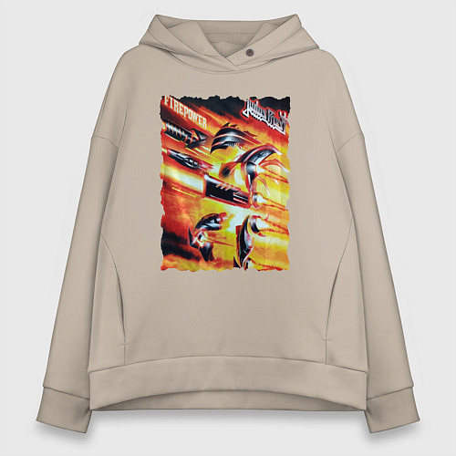 Женское худи оверсайз Judas Priest Хеви Метал / Миндальный – фото 1