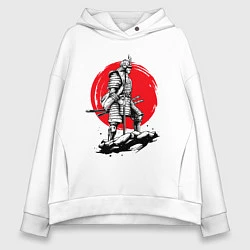 Толстовка оверсайз женская Воин-самурай, цвет: белый