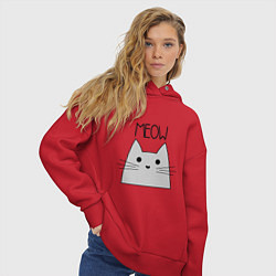 Толстовка оверсайз женская Котик - Мяу, цвет: красный — фото 2