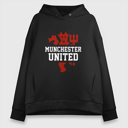 Женское худи оверсайз Manchester United Red Devils / Черный – фото 1