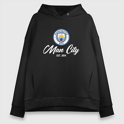 Женское худи оверсайз MAN CITY EST 1894 / Черный – фото 1