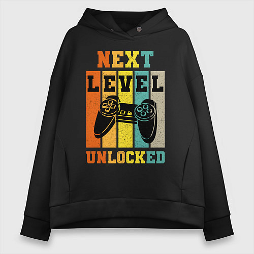 Женское худи оверсайз Next level unlocked / Черный – фото 1