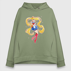 Толстовка оверсайз женская Sailor Moon Kawaii, цвет: авокадо